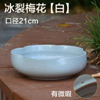 漳州水仙花盆陶瓷冰裂素雅 无孔水养水培多肉盆中大家居摆件高端