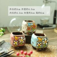 韩式手绘多肉花盆陶瓷控型创意拇指盆粗陶透气小花盆