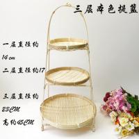 多层竹编点心提篮手工竹篮子竹篓竹簸箕果篮竹制品竹匾果盘茶点篮