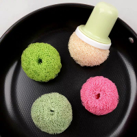 纳米彩色清洁球厨房洗碗家用带手柄不丝刷锅钢丝球不锈钢不伤锅