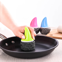 创意鲨鱼手柄钢丝球清洁球厨房洗锅刷带柄不易粘油去污 三个装