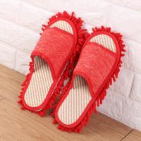 夏季款藤席懒人擦地拖鞋双层可拆洗地板家居拖鞋扫地清洁拖鞋