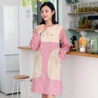 可擦手围裙家用厨房防水防油女士工作服带袖子全身罩衣纯棉长袖
