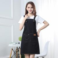 围裙定制logo印字纯棉美甲店女超市烘焙定做时尚广告工作服务员