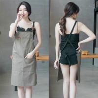 定做围裙牛仔帆布印logo印字咖啡厅服务员工作服围腰防油耐脏耐磨