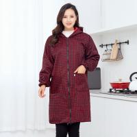 加长款加绒罩衣大人工作服加厚防水防油厨房长袖围裙女时尚外套冬