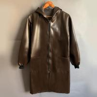 强防水防油PU皮革加绒罩衣 成人男女通用围裙长袖工作服保暖雨衣