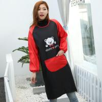 小熊长袖成人围裙女防污防油反穿罩衣韩版时尚厨房加厚可爱工作服