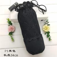 毛绒刺绣新女士蕾丝双层袖套办公室防污清洁日用袖头长款黑色套袖