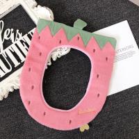 2019新款立体水果刺绣毛绒马桶垫 防滑保暖坐便器套带提拉器