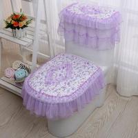 四季金丝绒马桶垫三件套蕾丝布艺拉链式家用马桶垫坐垫坐便垫套圈