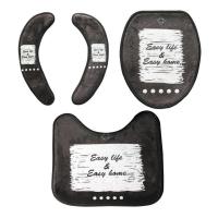 北欧简约手绘保暖马桶垫三件套脚垫马桶盖垫坐便器套子毛绒垫通用