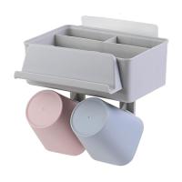 卫生间牙刷架漱口杯架家用多功能塑料壁挂牙刷置物架牙具架牙杯架