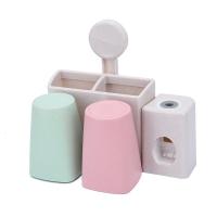 小麦秸杆自动挤 牙膏器 创意多功能牙刷架套装 漱口杯 壁挂式