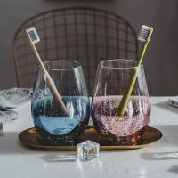 ins风套装家用透明日式漱口杯托盘玻璃杯牙刷杯网红款家用洗漱杯