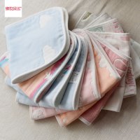 缘玖朵纯棉纱布双层、六层婴儿枕巾卡通全棉枕巾