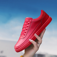 迪姚悦鞋子男 时尚百搭潮男鞋纯色皮板鞋2019新品运动鞋厚底单鞋百搭舒适休闲板鞋