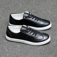 研南天男生鞋子男板鞋男韩版潮流秋冬季皮鞋白色学生青少年男鞋 时尚白色运动鞋