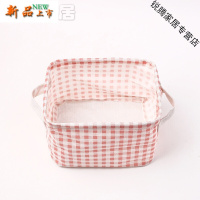 上新上新日系可爱粉色家居棉麻布艺收纳筐化妆品收纳盒少女心桌面收纳篮新
