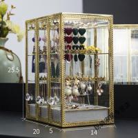 上新上新欧式玻璃首饰收纳盒抽拉式耳钉项链饰品整理架子防尘挂架一件新 项链盒