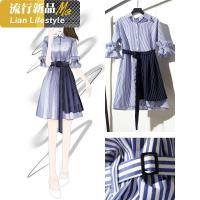 流行女装春装2019款女维多利亚复古裙夏法式很仙的法国小众条纹衬衫连衣裙_0