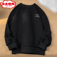 SHANCHAO字母刺绣长袖t恤男士秋季潮牌宽松潮流上衣服青少年套头圆领卫衣