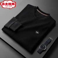 SHANCHAO轻奢弹力菠萝格~薄款卡其圆领卫衣男修身潮牌蝴蝶长袖t恤男