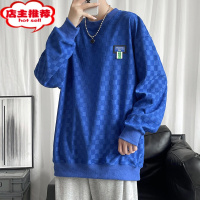 SHANCHAO华夫格长袖卫衣男士克莱因蓝潮牌情侣款男生T恤上衣服