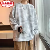 SHANCHAO美式麂皮绒卫衣男士新款宽松潮牌时尚圆领套头休闲男生衣服