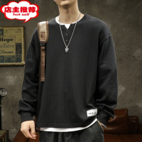 SHANCHAO美式高街亨利领卫衣男装秋季潮牌长袖T恤打底衫外套