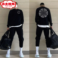 SHANCHAO潮牌痞帅套头圆领卫衣男春季新款美式百搭街头风宽松休闲加绒上衣