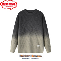 SHANCHAO兔先森休闲复古渐变色圆领套头毛衣男潮宽松加厚线衫针织衫