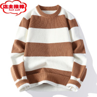 SHANCHAO毛衣男圆领款潮牌撞色百搭针织衫男宽松休闲青少年冬季毛线衣