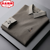 SHANCHAO新款刺绣假两件毛衣男士轻商务休闲针织衫上衣保暖毛线衫