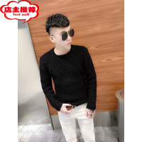 SHANCHAO2022新款潮牌华夫格粗毛衣男装时尚百搭纯色ins套头针织衫
