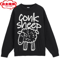 SHANCHAO可可手绘绵毛衣男圆领宽松慵懒风情侣针织衫潮牌打底衫