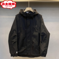 SHANCHAO男士外套2023新款潮牌连帽休闲飞行员款二棉夹克