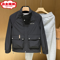SHANCHAO2023秋季立领夹克男士休闲外套修身秋装长袖衣服潮流工装防水上衣