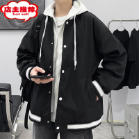 SHANCHAO假两件连帽夹克男士秋季棒球服潮牌款痞帅衣服巴洛克男生外套