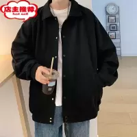 SHANCHAO麂皮绒男士翻领外套2023新款休闲广州棒球服秋装巴洛克夹克