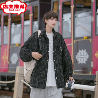 SHANCHAO日系格子短袖衬衫男夏季韩版潮流小香风情侣衬衣港风休闲外套