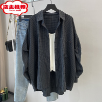 SHANCHAO欧版大码300斤格子长袖衬衫2023宽松显瘦千鸟格衬衣外套男女