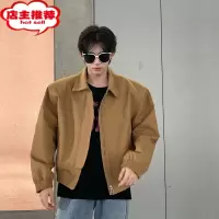 SHANCHAO黑色垫肩短款外套男潮牌宽松痞帅上衣高级感男装飞行员夹克