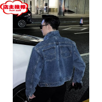 SHANCHAO高街痞帅小众设计感ins潮港风牛仔外套男后背口袋短款高级感夹克