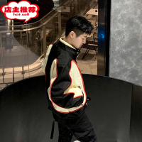 SHANCHAO高级感痞帅赛车服美式复古机车外套男飞行员夹克情侣装朴宰范同款