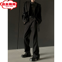 SHANCHAOAS丨小众高级感垂感西裤男高街vibe风开衩微喇叭宽松直筒休闲裤