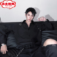 SHANCHAO杨一帆潮牌衬衫男士长袖2023新款设计感痞帅休闲时尚衬衣