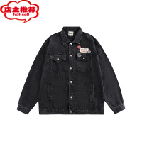 SHANCHAO男道新款日系徽章牛仔外套男潮牌美式街头青年休闲夹克上衣