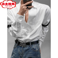 SHANCHAO2023新款龙叨叨春日衬衫男设计款英伦风男士纯色痞帅简约气质衬衣