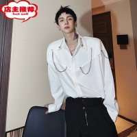 SHANCHAO杨一帆潮牌衬衫男士长袖2023春季新款韩版休闲潮流帅气个性衬衣